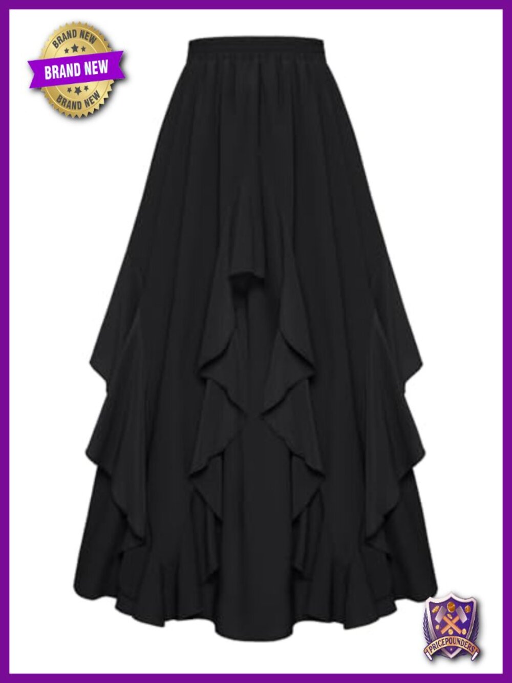 Ruffled Chiffon Flowy Renaissance Maxi Skirt with Pockets